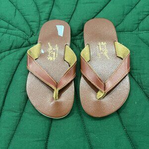 Island Slipper Toddler 8 Brown Leather Flip Flop Sandals